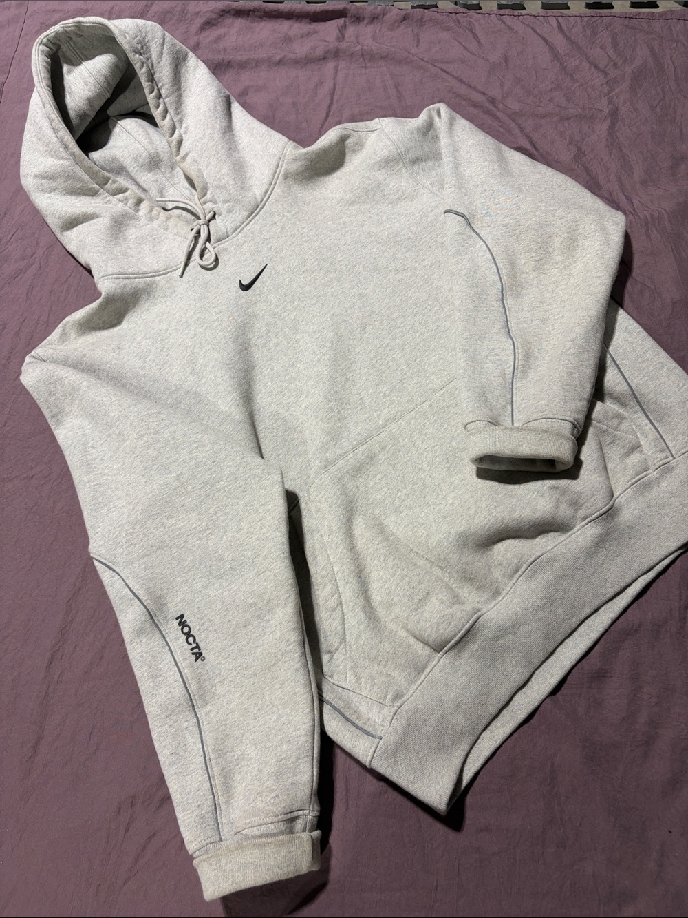 Nike x NOCTA Light Gray Crewneck Hoodie with Black Swoosh